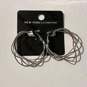 New York & Company Twisted Silver Hoop Earrings